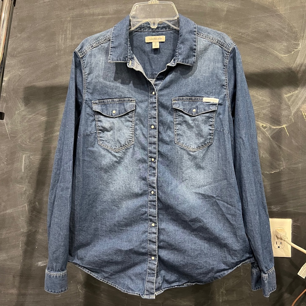 Calvin Klein Denim Shirt with snaps  Size M